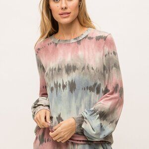 MYSTREE Tie Dye Long Sleeve Sweatshirt – Boho Pullover Lounge Top in Multicolor